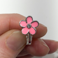 Clipoorbellen bloem felroze/zilver groot, knopje