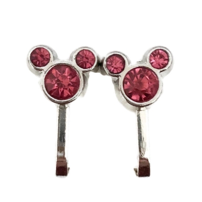Clipoorbellen Mickey / Mini Mouse roze, knopje Clipoorbellen Mickey / Mini Mouse roze, knopje