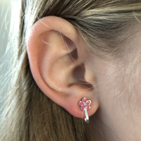 Clipoorbellen bloem lichtroze/zilver klein, knopje