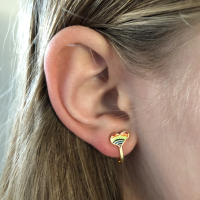 Clipoorbellen gouden hartje regenboog, knopje