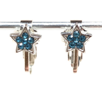 Clipoorbellen sterretje glitter turquoise, knopje