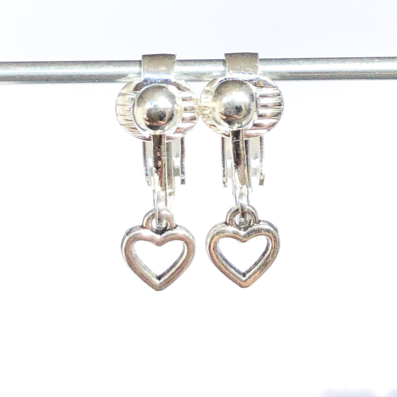 Clip oorbellen hartje klein open, hangoorbellen