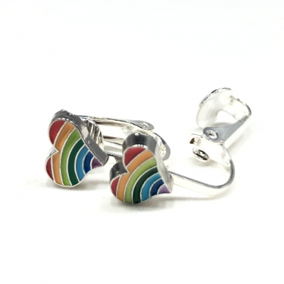 Clipoorbellen hartje regenboog, knopje Clipoorbellen hartje regenboog, knopje