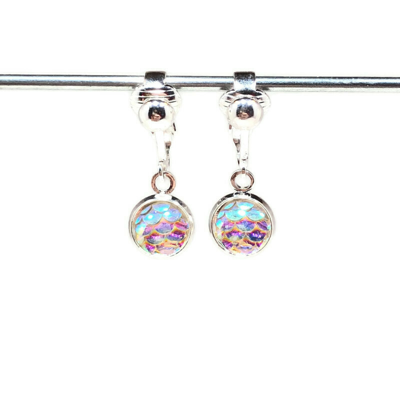 Clipoorbellen zeemeerminschubben mini wit, hangoorbellen