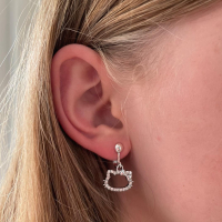 Clipoorbellen Hello Kitty goud met heel veel glitters, kleurloos, hangoorbellen