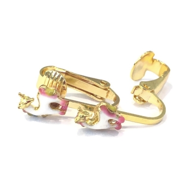 Clip oorbellen eenhoorn unicorn goud, knopje Clip oorbellen eenhoorn unicorn goud, knopje