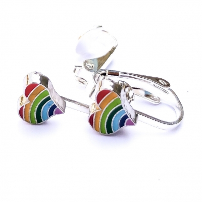 Clipoorbellen hartje regenboog, knopje Clipoorbellen hartje regenboog, knopje