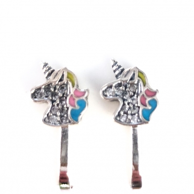 Clip oorbellen eenhoorn zilver, knopje Clip oorbellen eenhoorn zilver, knopje