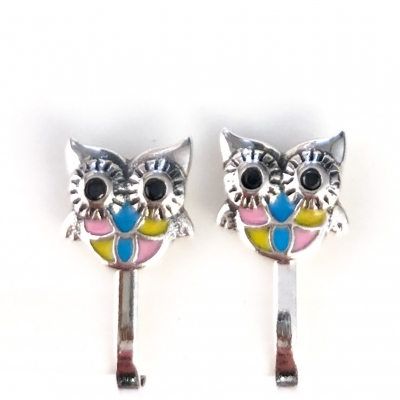 Clip oorbellen uil zilver, knopje Clip oorbellen uil zilver, knopje