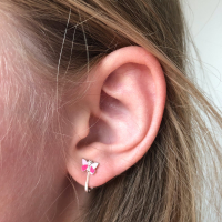 Clipoorbellen vlinder roze/lichtroze met glitter, knopje