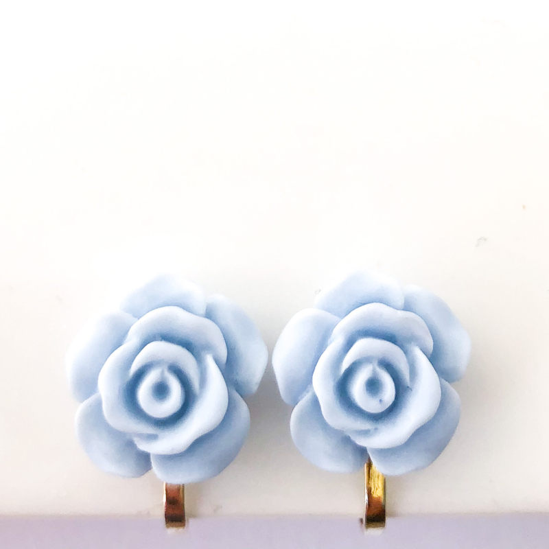 Clipoorbellen bloem lichtblauw plastic groot, knopje