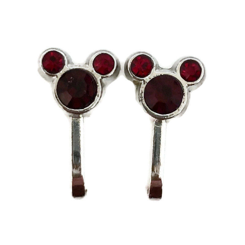 Clipoorbellen Mickey / Mini Mouse donkerrood, knopje