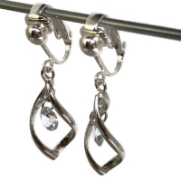 Clipoorbellen chique gedraaide verzilverde glitteroorbellen, hangoorbellen