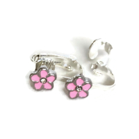 Clipoorbellen bloem zachtroze/zilver klein, knopje