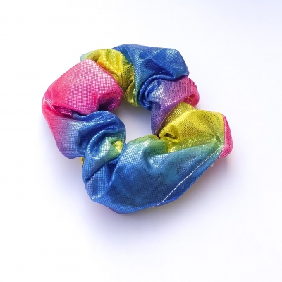 Scrunchie glimmend, blauw/roze/geel Scrunchie glimmend, blauw/roze/geel