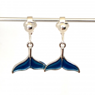 Clipoorbellen zeemeerminstaart blauw, hangoorbellen Clipoorbellen zeemeerminstaart blauw, hangoorbellen