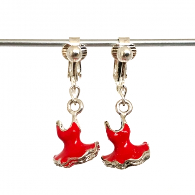 Clip oorbellen ballerinajurk rood, hangoorbellen Clip oorbellen ballerinajurk rood, hangoorbellen