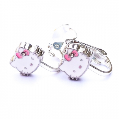 Clipoorbellen Hello Kitty met roze strik, knopje Clipoorbellen Hello Kitty met roze strik, knopje
