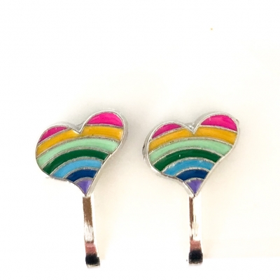 Clipoorbellen hartje regenboog roze, knopje Clipoorbellen hartje regenboog roze, knopje