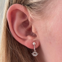 Clipoorbellen kleine glitterkusjes kleurloos, hangoorbellen