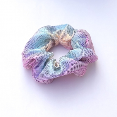 Scrunchie glimmend, roze/blauw/turquoise/oranje Scrunchie glimmend, roze/blauw/turquoise/oranje