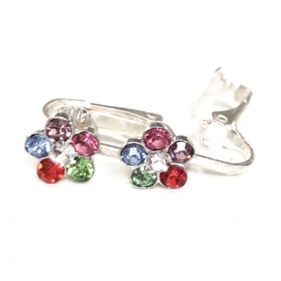 Clipoorbellen bloem glitter regenboog, knopje Clipoorbellen bloem glitter regenboog, knopje