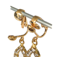 Clipoorbellen gouden dubbele druppels chique, hangoorbellen