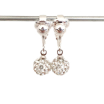 Clipoorbellen chique zilveren minibal glitteroorbellen, hangoorbellen
