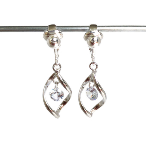 Clipoorbellen chique gedraaide verzilverde glitteroorbellen, hangoorbellen