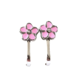 Clipoorbellen bloem zachtroze/zilver klein, knopje