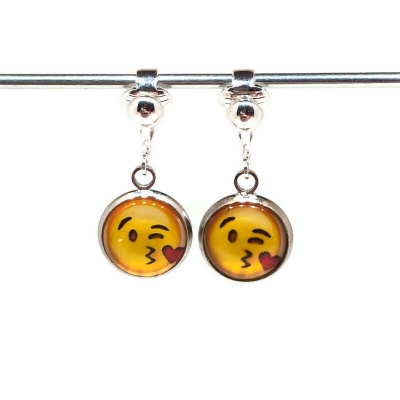Oorclips emoji geel, hangoorbellen Oorclips emoji geel, hangoorbellen