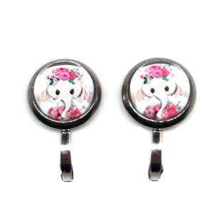 Clipoorbellen olifantje roze, knopje