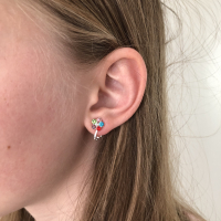 Clipoorbellen bloem glitter regenboog, knopje