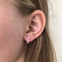 Clipoorbellen dubbel hartje roze, knopje