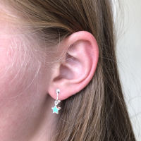 Clipoorbellen ministerretjes turquoise, hangoorbellen