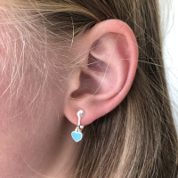 Clipoorbellen minihartjes turquoise, hangoorbellen