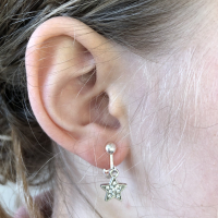 Clipoorbellen glittersterretjes transparant, hangoorbellen