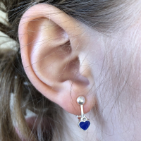 Clipoorbellen minihartjes donkerblauw, hangoorbellen