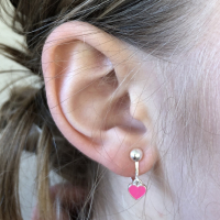 Clipoorbellen minihartjes donkerroze, hangoorbellen