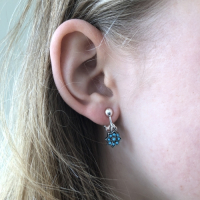 Clipoorbellen boho-chic, minibloem turquoise, hangoorbellen