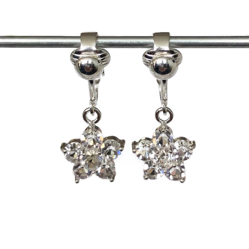 Clipoorbellen glitterbloem kleurloos, hangoorbellen