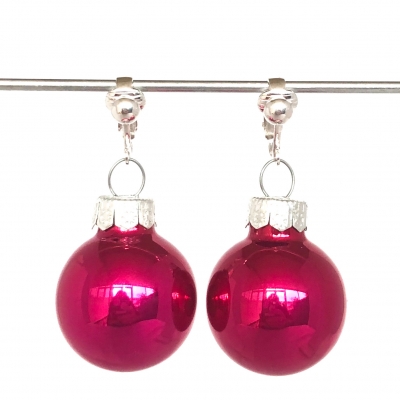 Clipoorbellen kerstbal glas fuchsiaroze, hangoorbellen Clipoorbellen kerstbal glas fuchsiaroze, hangoorbellen