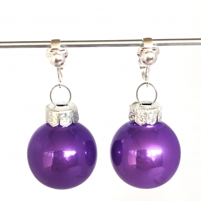 Clipoorbellen kerstbal glas lila, hangoorbellen Clipoorbellen kerstbal glas lila, hangoorbellen