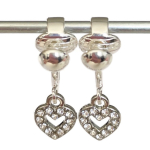 Clipoorbellen kleine glitterhartjes kleurloos, hangoorbellen