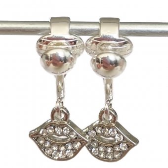 Clipoorbellen kleine glitterkusjes kleurloos, hangoorbellen