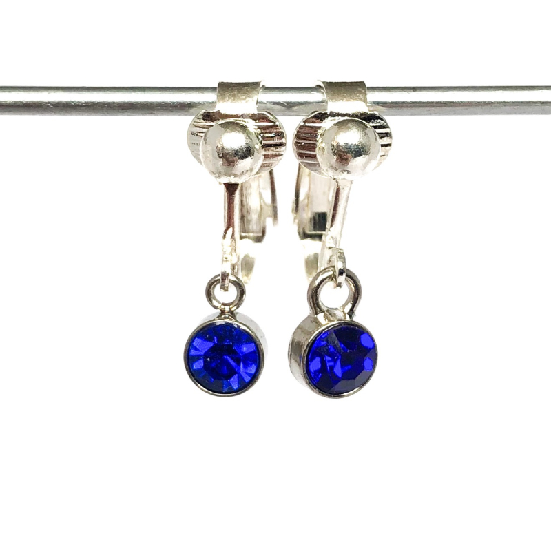 Clipoorbellen miniglitter blauw, hangoorbellen