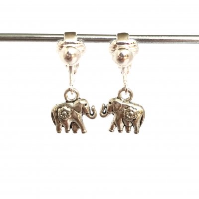 Clipoorbellen zilver olifant klein, hangoorbellen