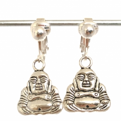 Clipoorbellen zilver buddha, hangoorbellen