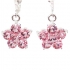 Clipoorbellen glitterbloem roze, hangoorbellen