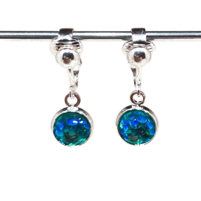 Clipoorbellen zeemeerminschubben mini turquoise, hangoorbellen